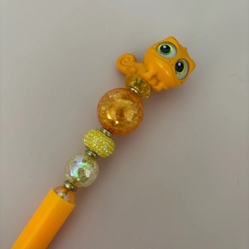 Disney Doorables: Tangled: Pascal orange handmade beaded pen